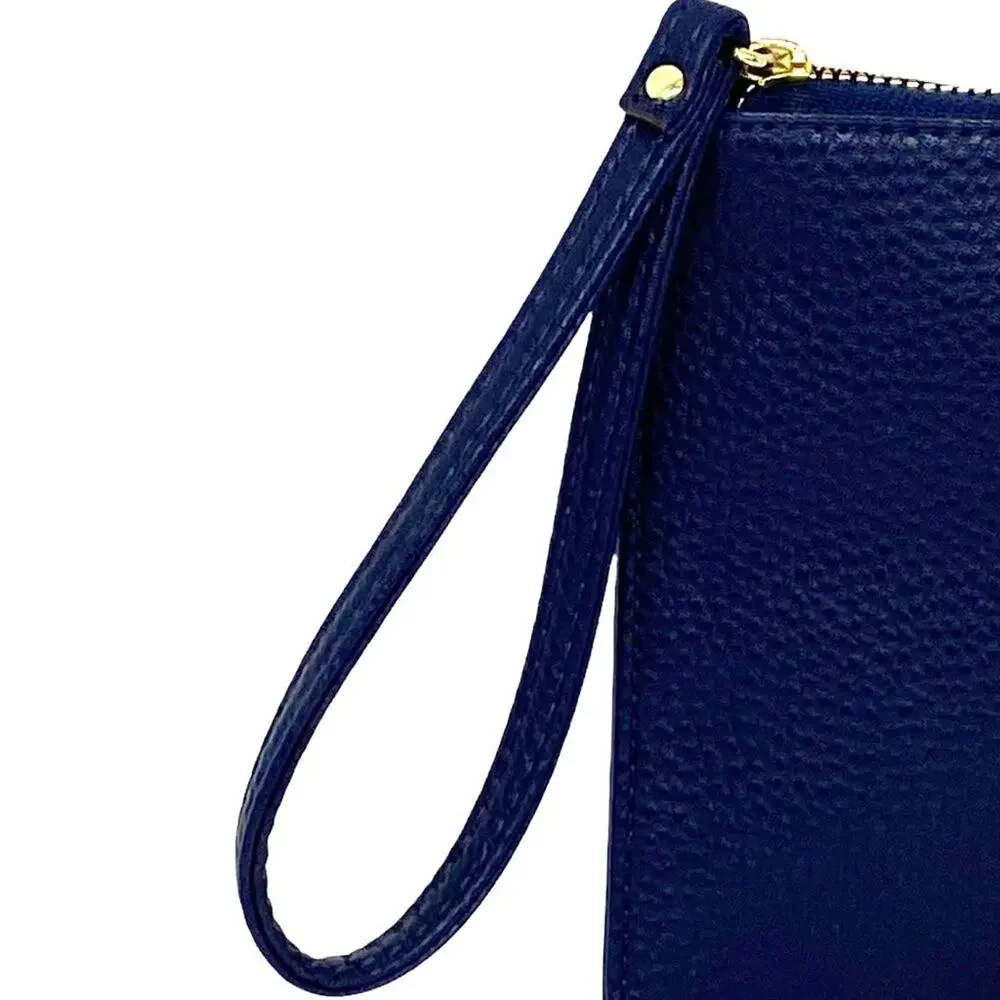 JUICY COUTURE Large Navy Blue Wristlet Clutch Purse ~ NWOT ~ Gold Emblem